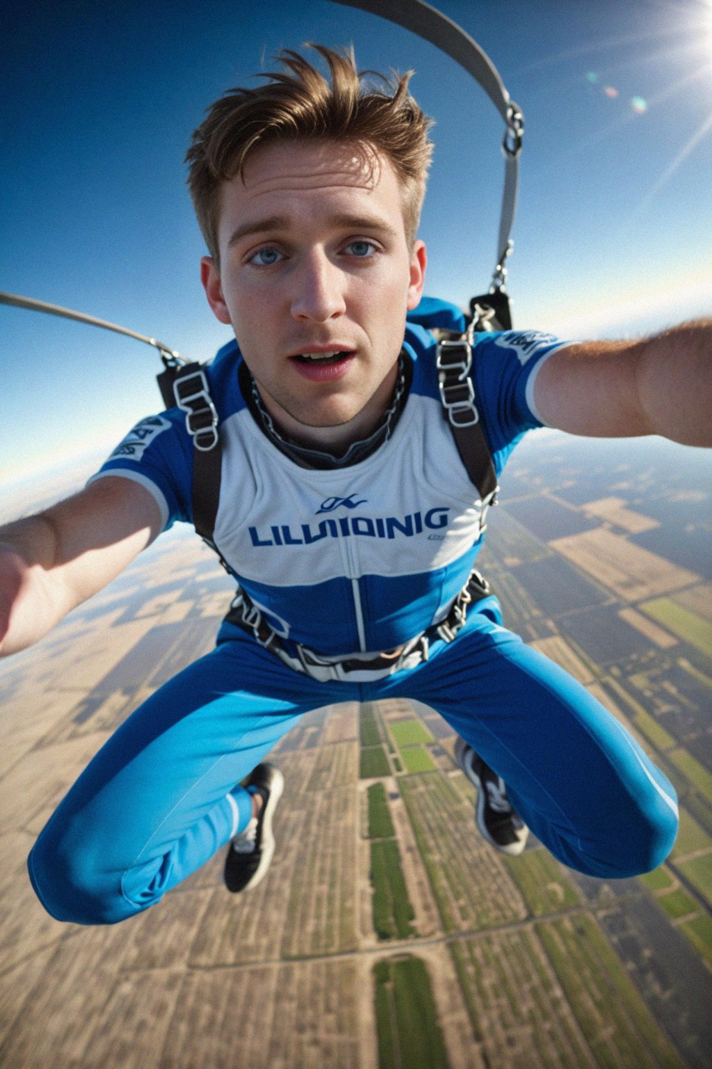 man skydiving in the air
