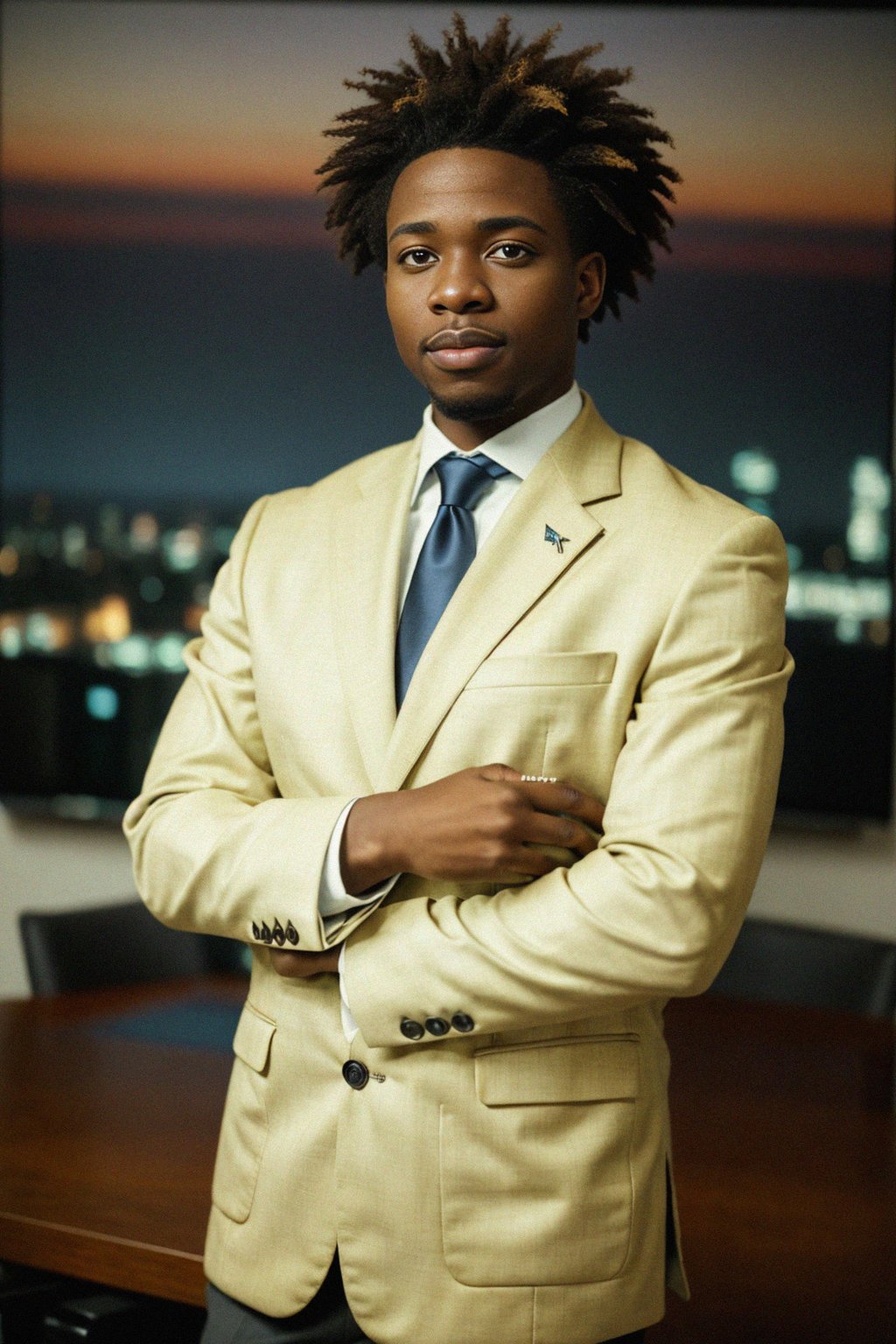 8k professional headshot of man, crisp details, studio backdrop, executive attire, confident posture, neutral expression, high-definition, corporate setting, sharp focus, ambient lighting, business professional, cityscape view