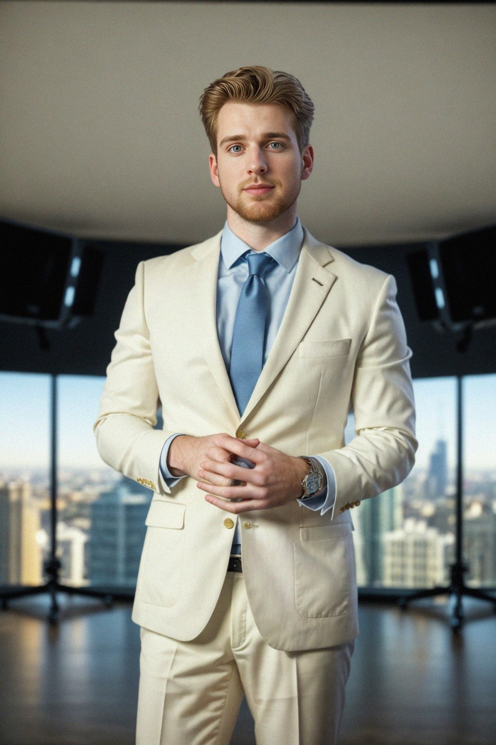 8k professional headshot of man, crisp details, studio backdrop, executive attire, confident posture, neutral expression, high-definition, corporate setting, sharp focus, ambient lighting, business professional, cityscape view