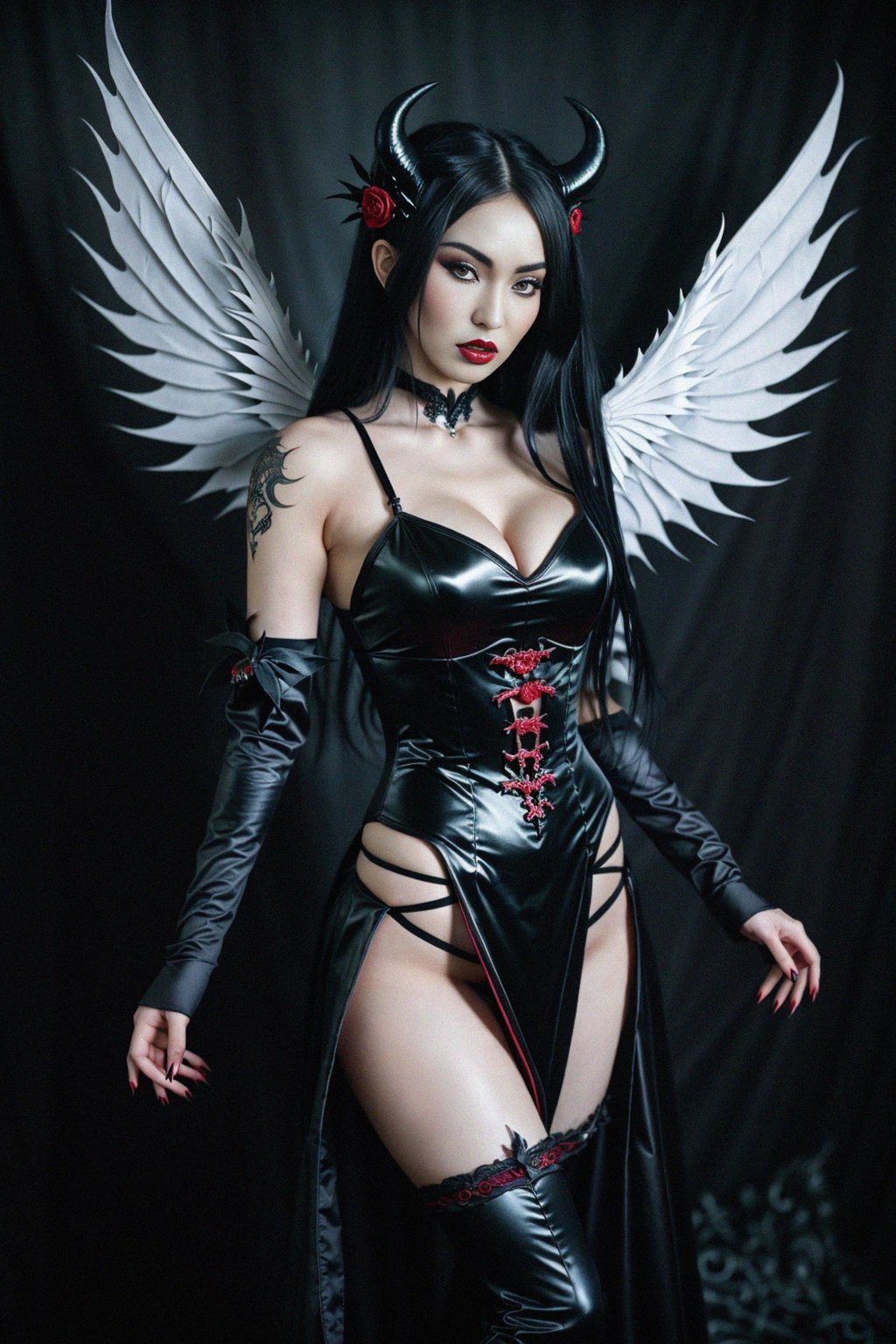 A woman dressed as an angel poses for a picture, dark angel, angel knight  got... - #7577474 - Royalty Free - AI Photo Generator