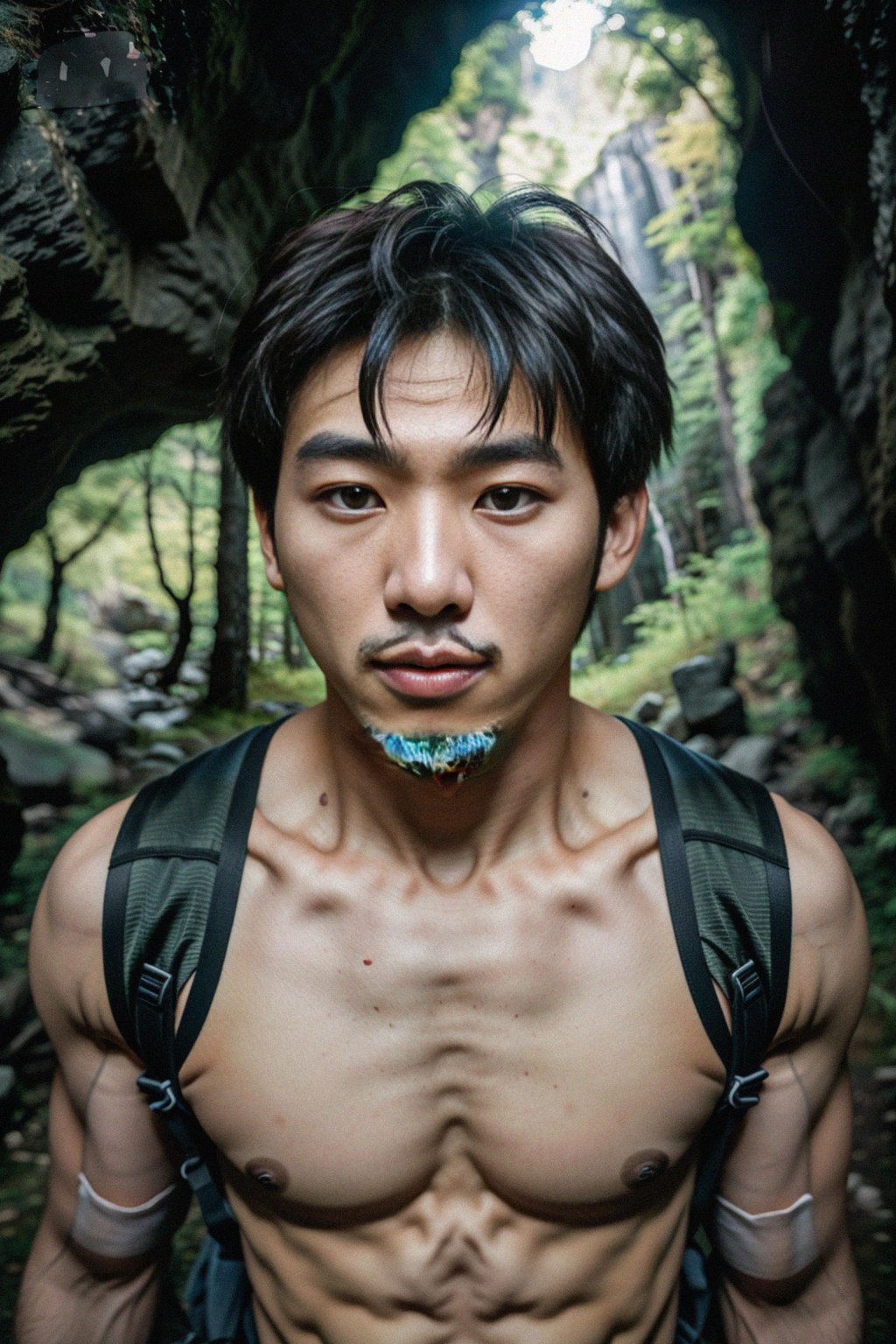 man as individual hiking through an impressive cave system