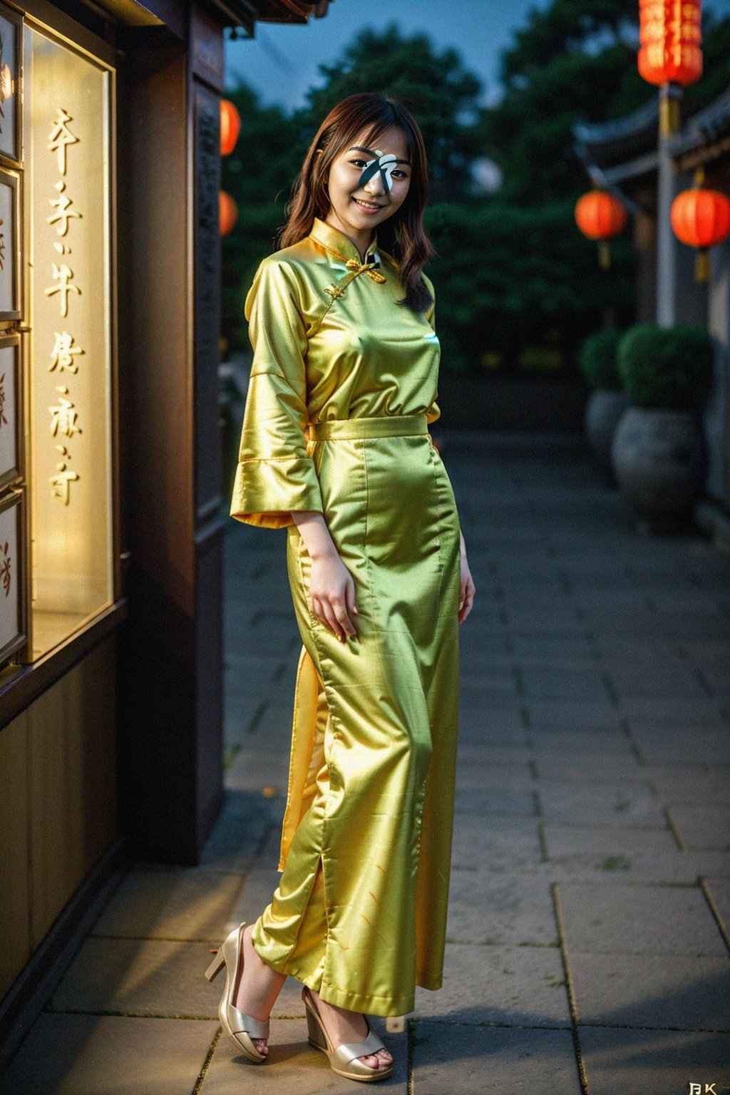 full body shot of smiling woman in engagement photoshoot. engagement style. wearing casual clothes.  golden hour