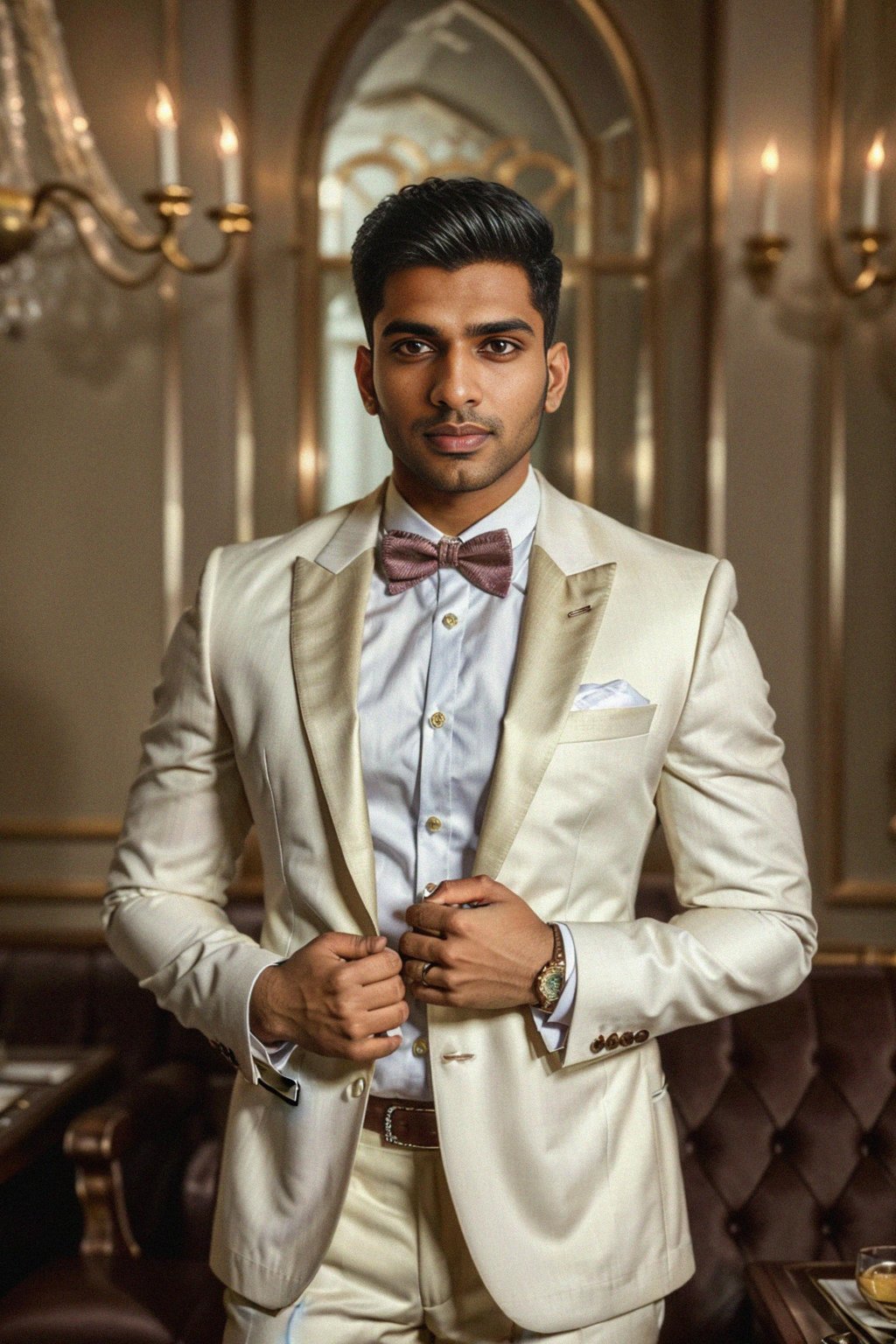 a man wearing  luxurious suit in luxury restaurant, instagram photo, instagram,  fit body