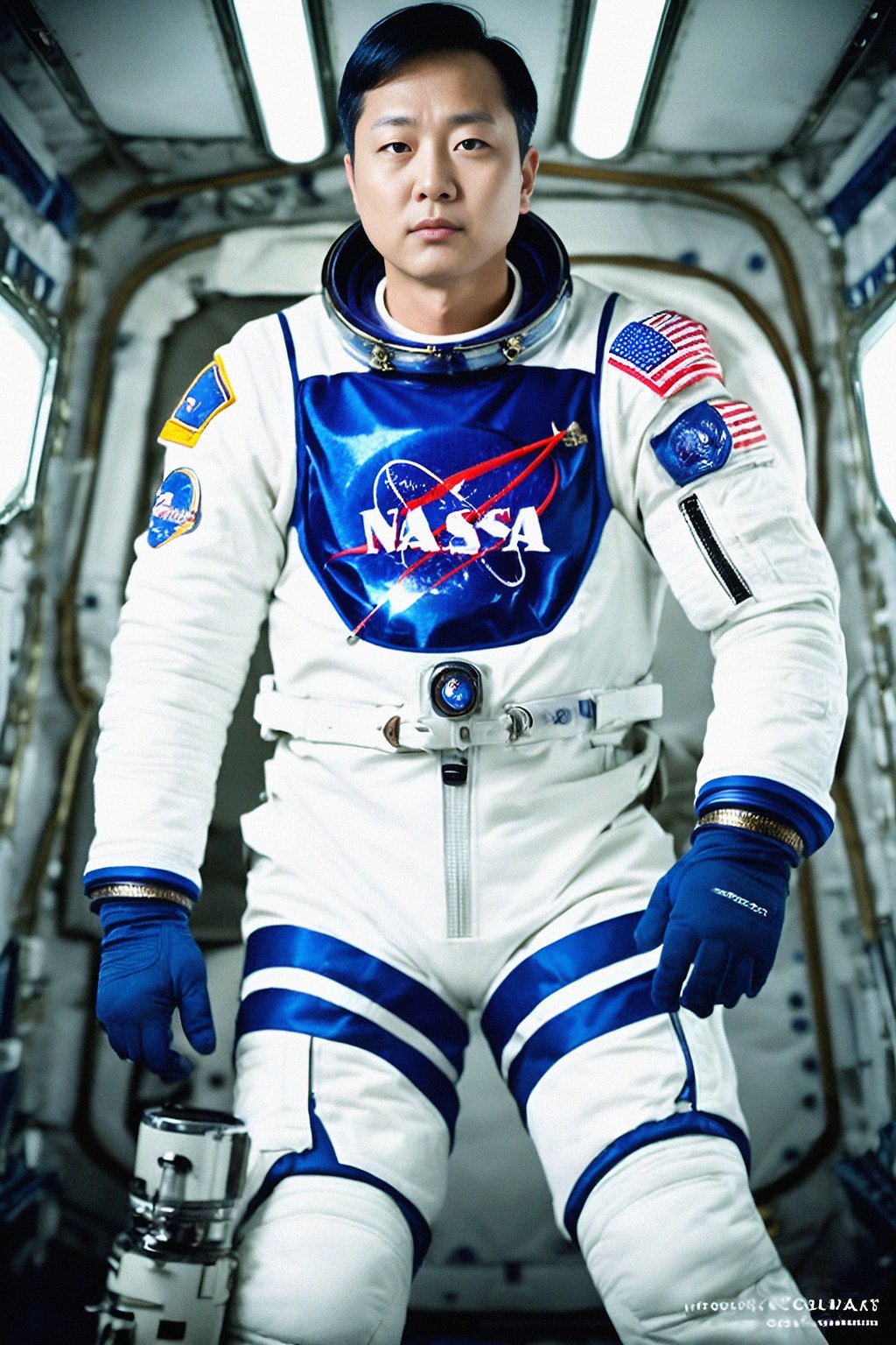 man as NASA Astronaut in space suit