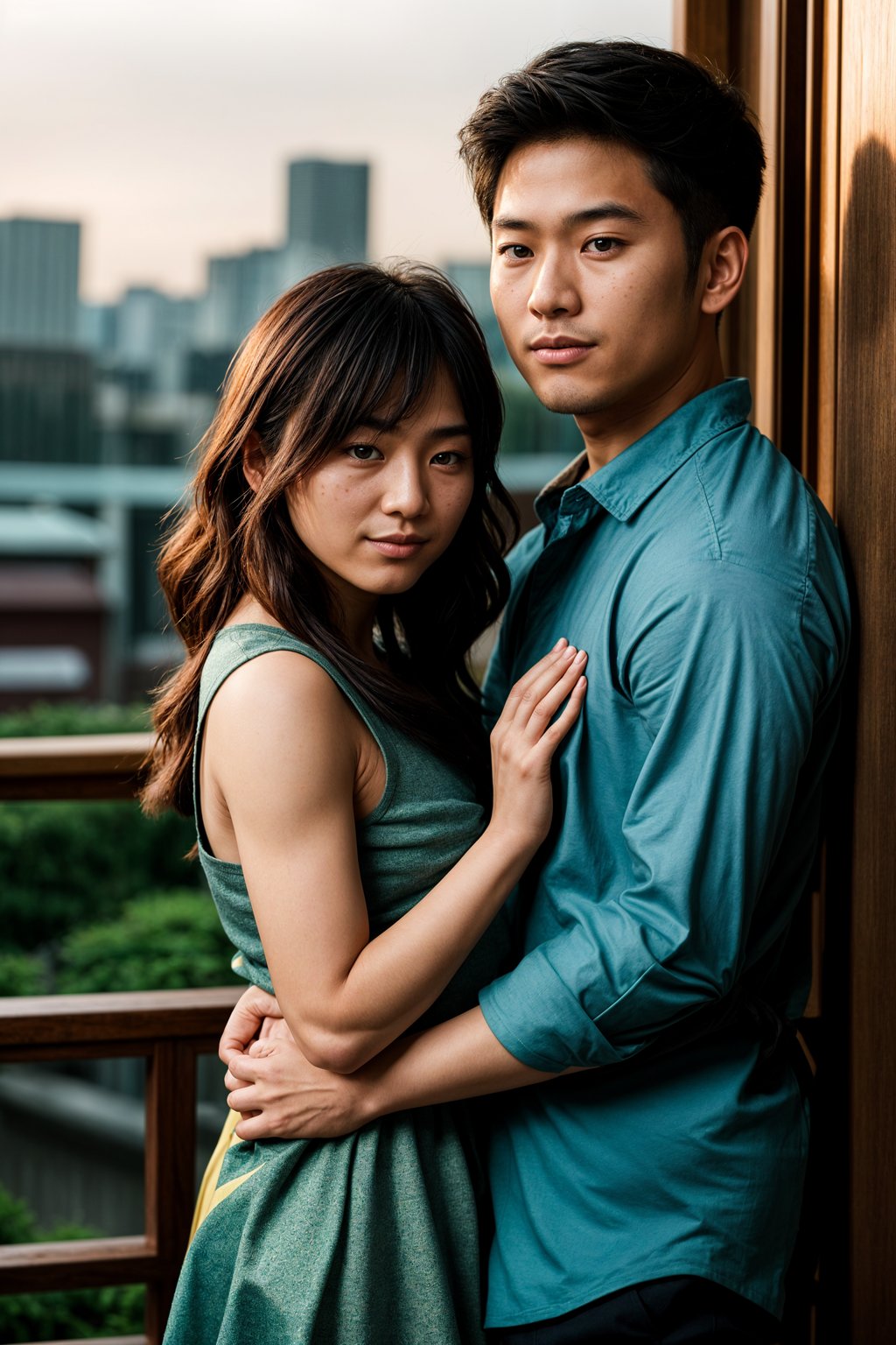 smiling man in engagement photoshoot. engagement style. wearing casual clothes.  golden hour