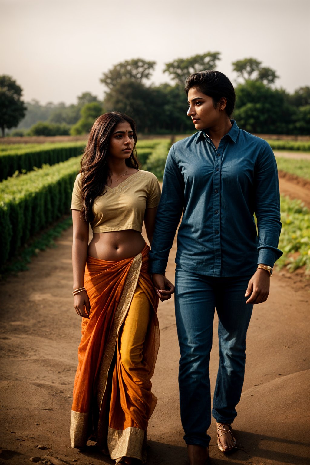 full body shot of smiling woman in engagement photoshoot. engagement style. wearing casual clothes.  golden hour