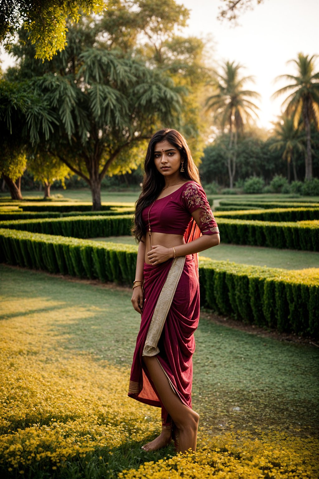 full body shot of smiling woman in engagement photoshoot. engagement style. wearing casual clothes.  golden hour