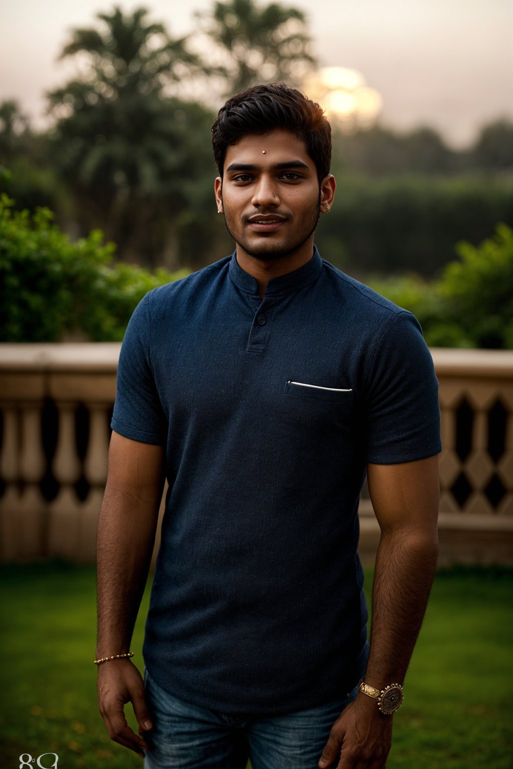 smiling man in engagement photoshoot. engagement style. wearing casual clothes.  golden hour