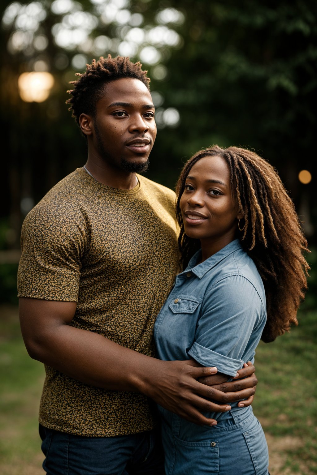 smiling man in engagement photoshoot. engagement style. wearing casual clothes.  golden hour