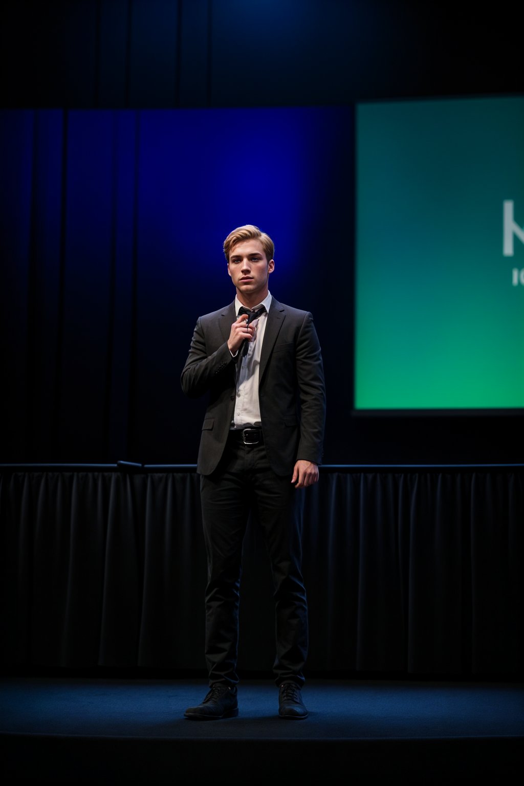 man as a conference keynote speaker standing on stage at a conference