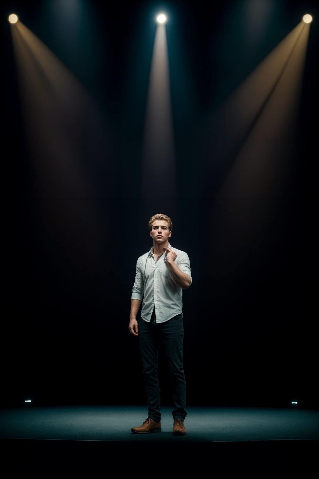 man as a conference keynote speaker standing on stage at a conference