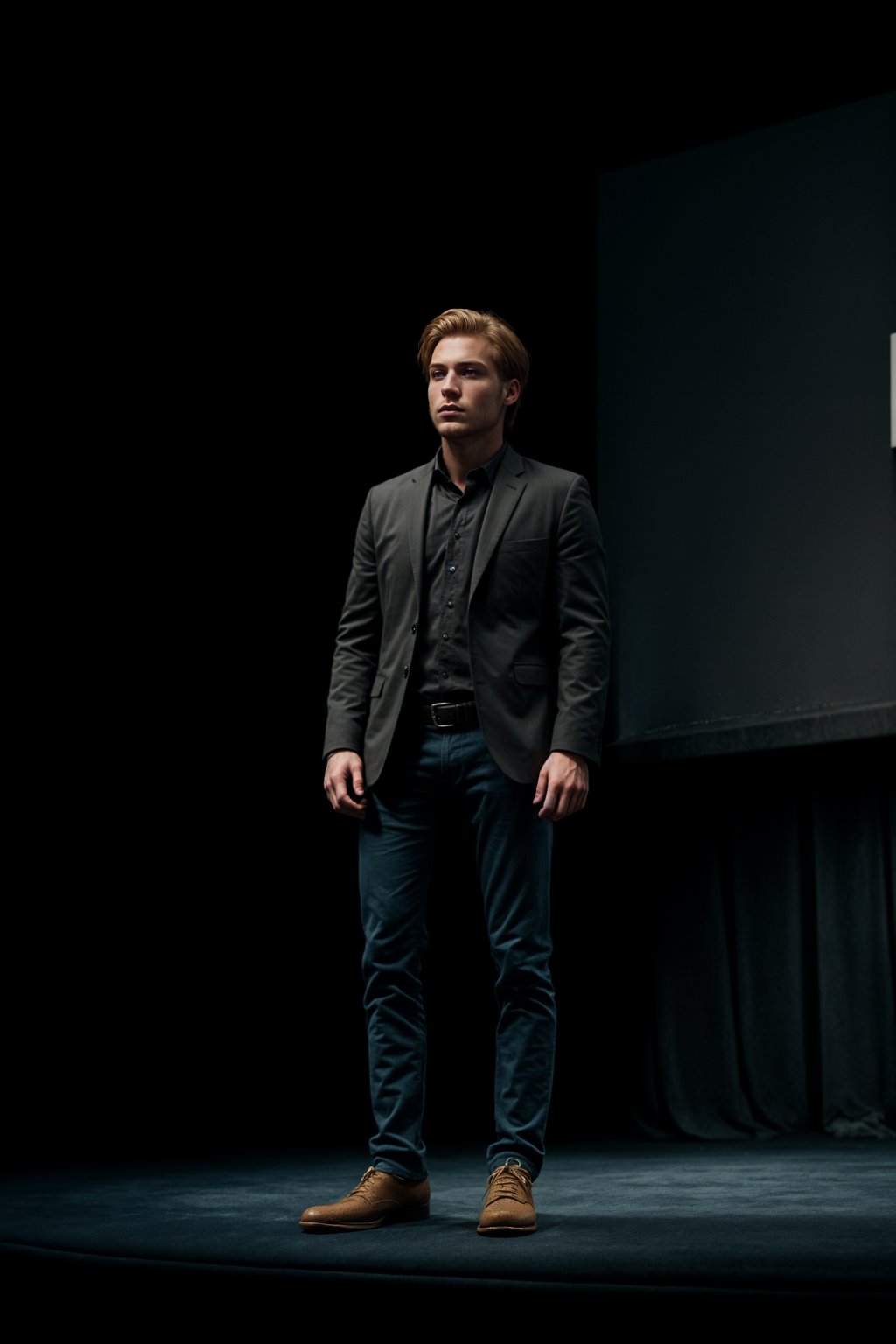 man as a conference keynote speaker standing on stage at a conference