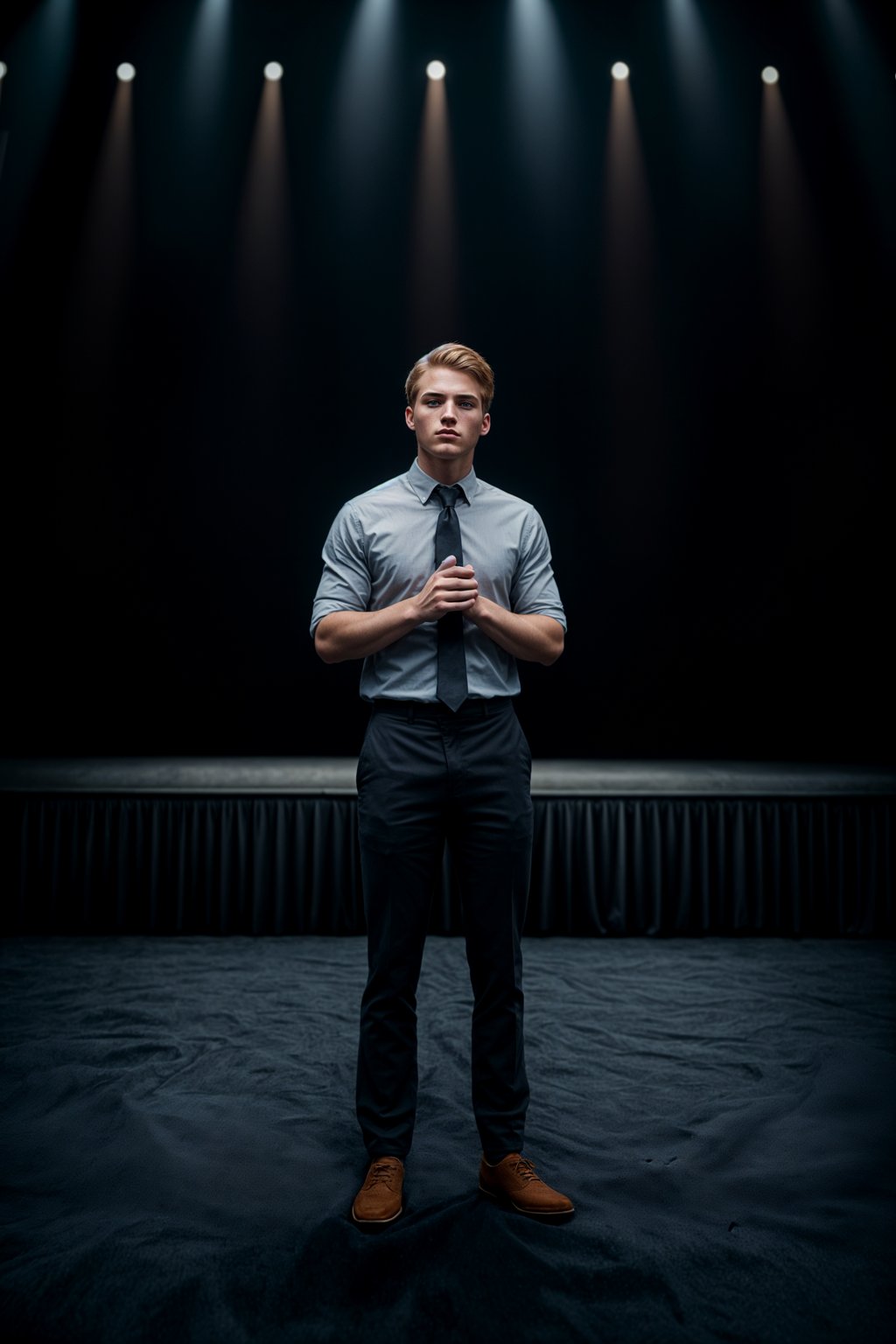 man as a conference keynote speaker standing on stage at a conference