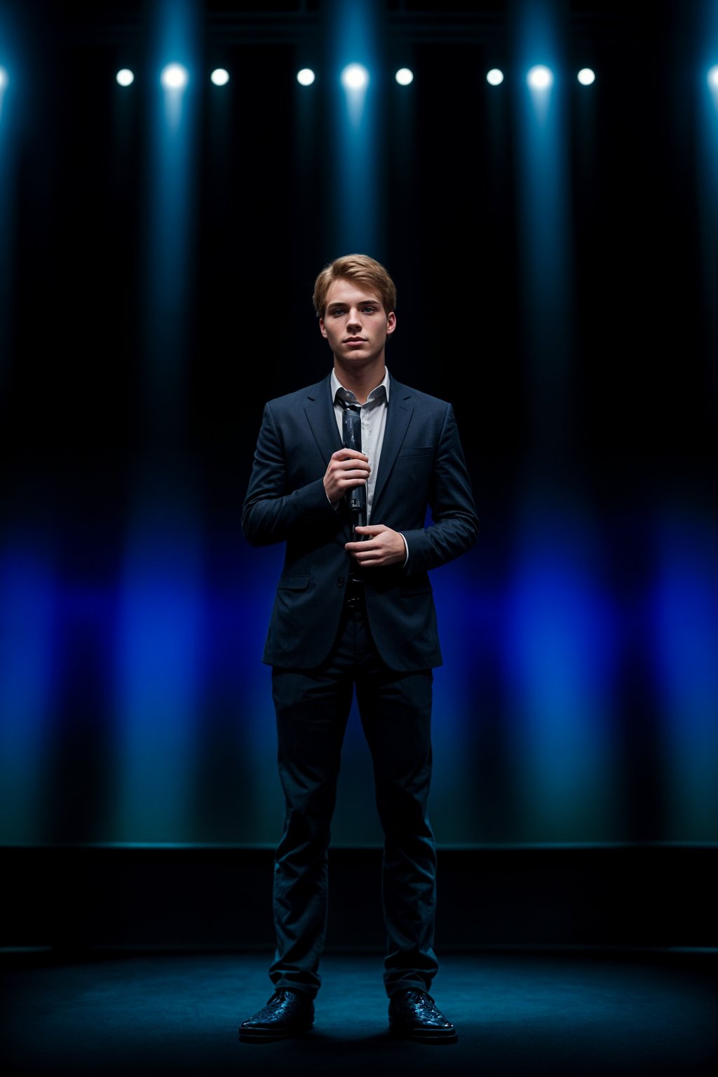 man as a conference keynote speaker standing on stage at a conference