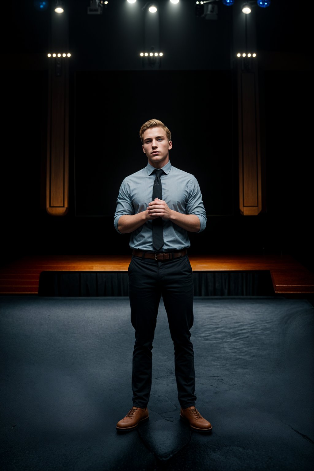 man as a conference keynote speaker standing on stage at a conference