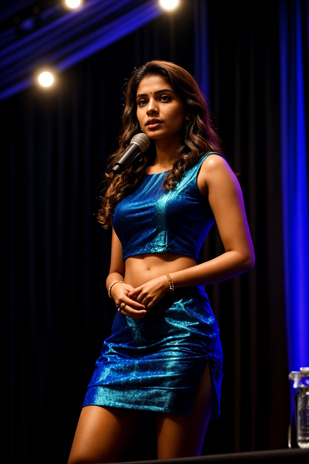 woman as a conference keynote speaker standing on stage at a conference