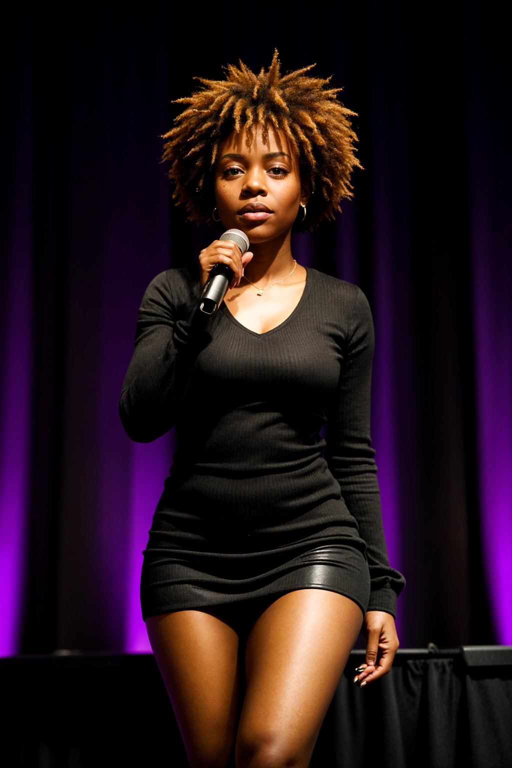 woman as a conference keynote speaker standing on stage at a conference