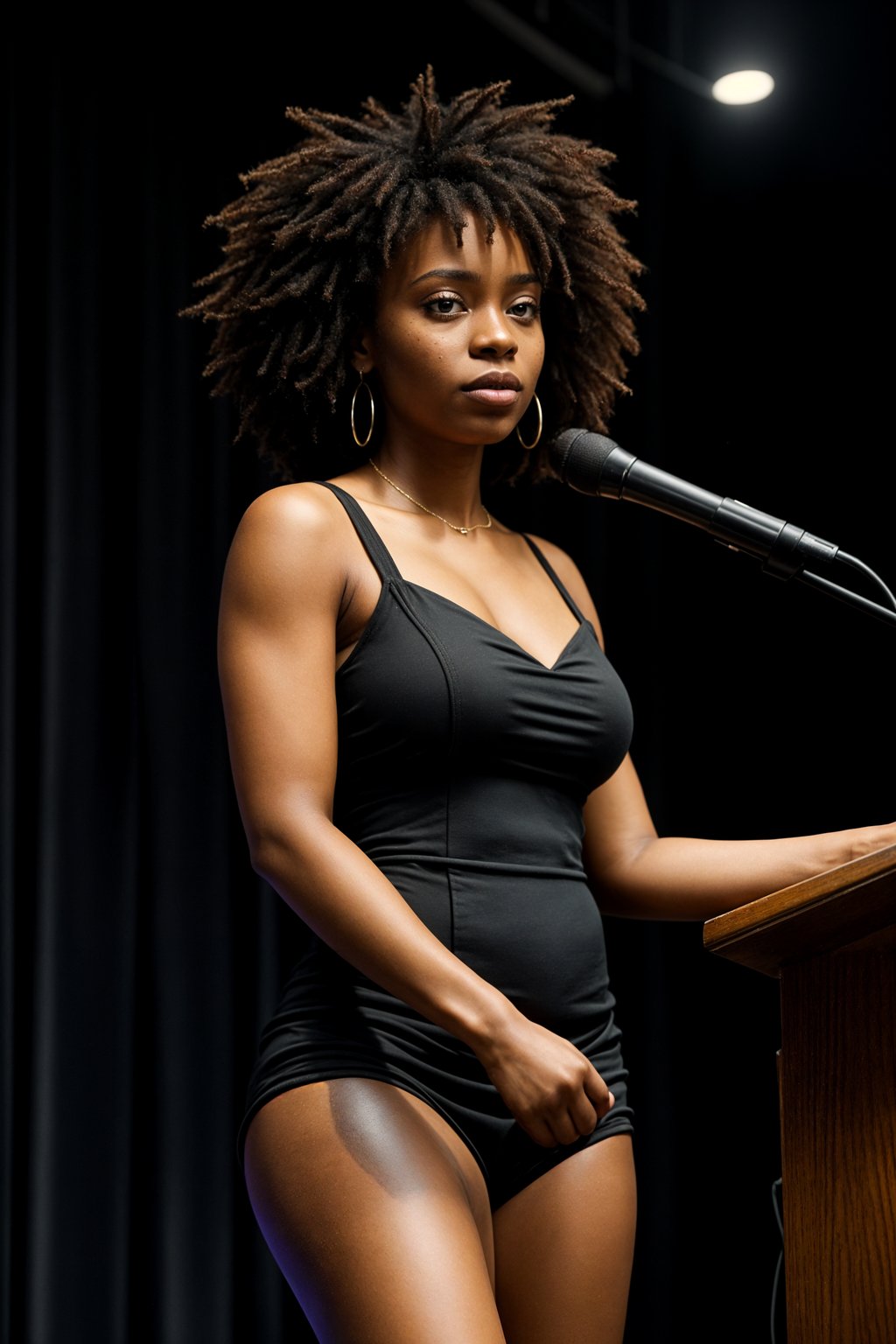 woman as a conference keynote speaker standing on stage at a conference