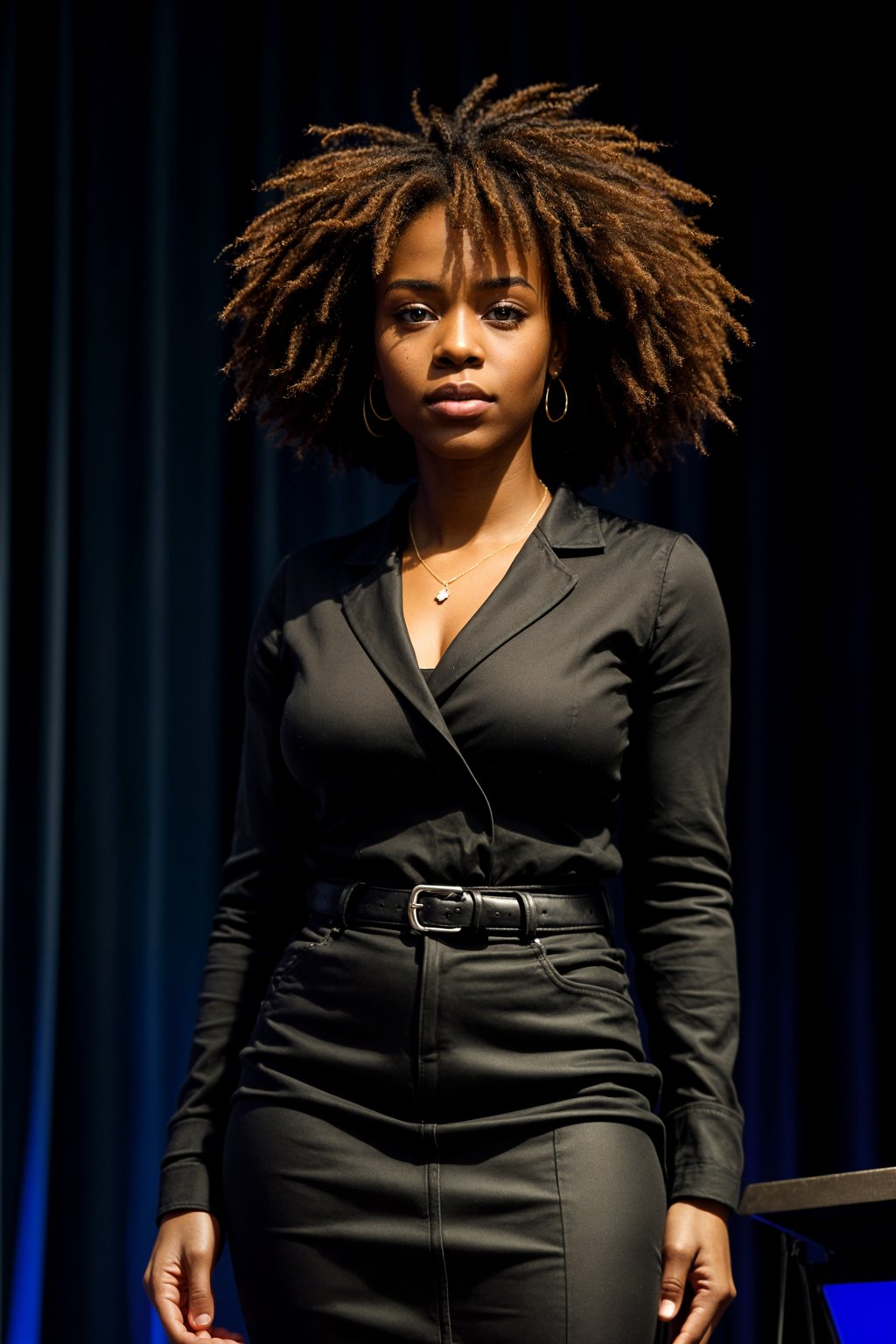 woman as a conference keynote speaker standing on stage at a conference