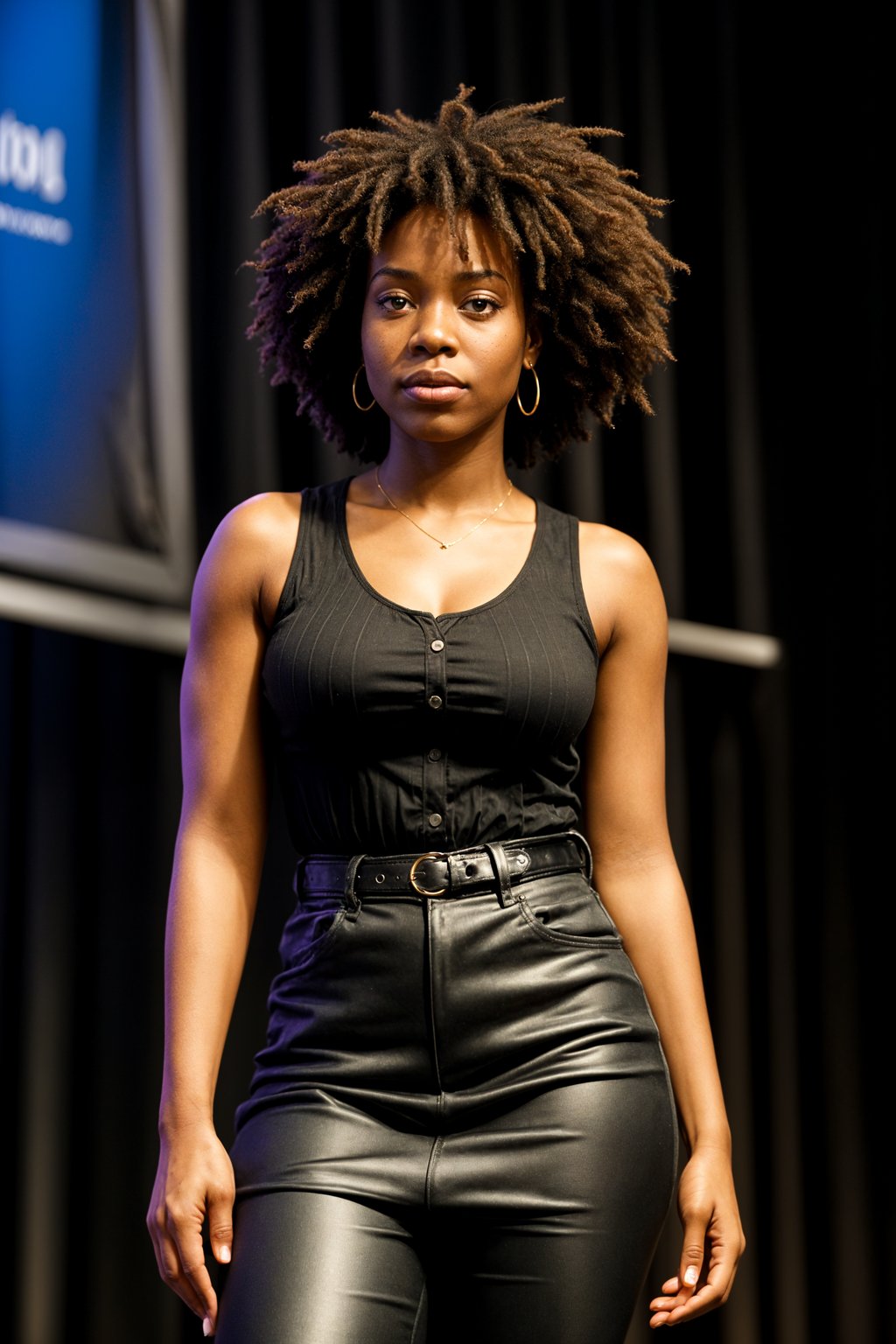 woman as a conference keynote speaker standing on stage at a conference