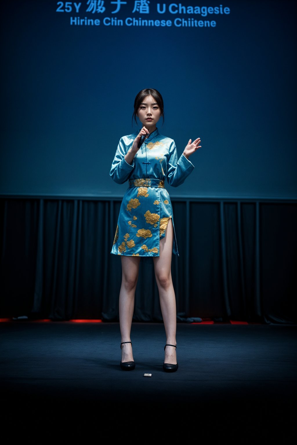 woman as a conference keynote speaker standing on stage at a conference