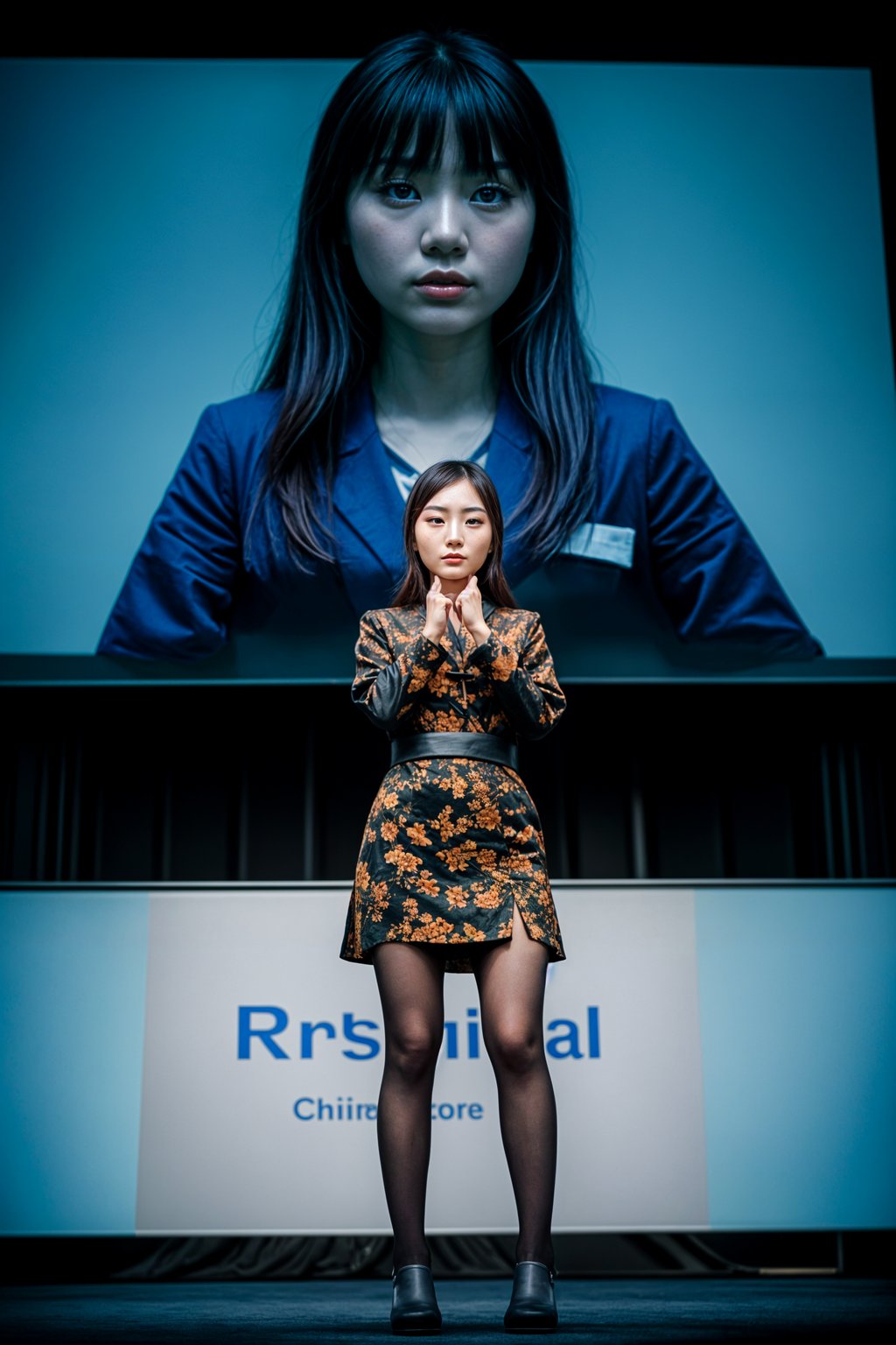 woman as a conference keynote speaker standing on stage at a conference