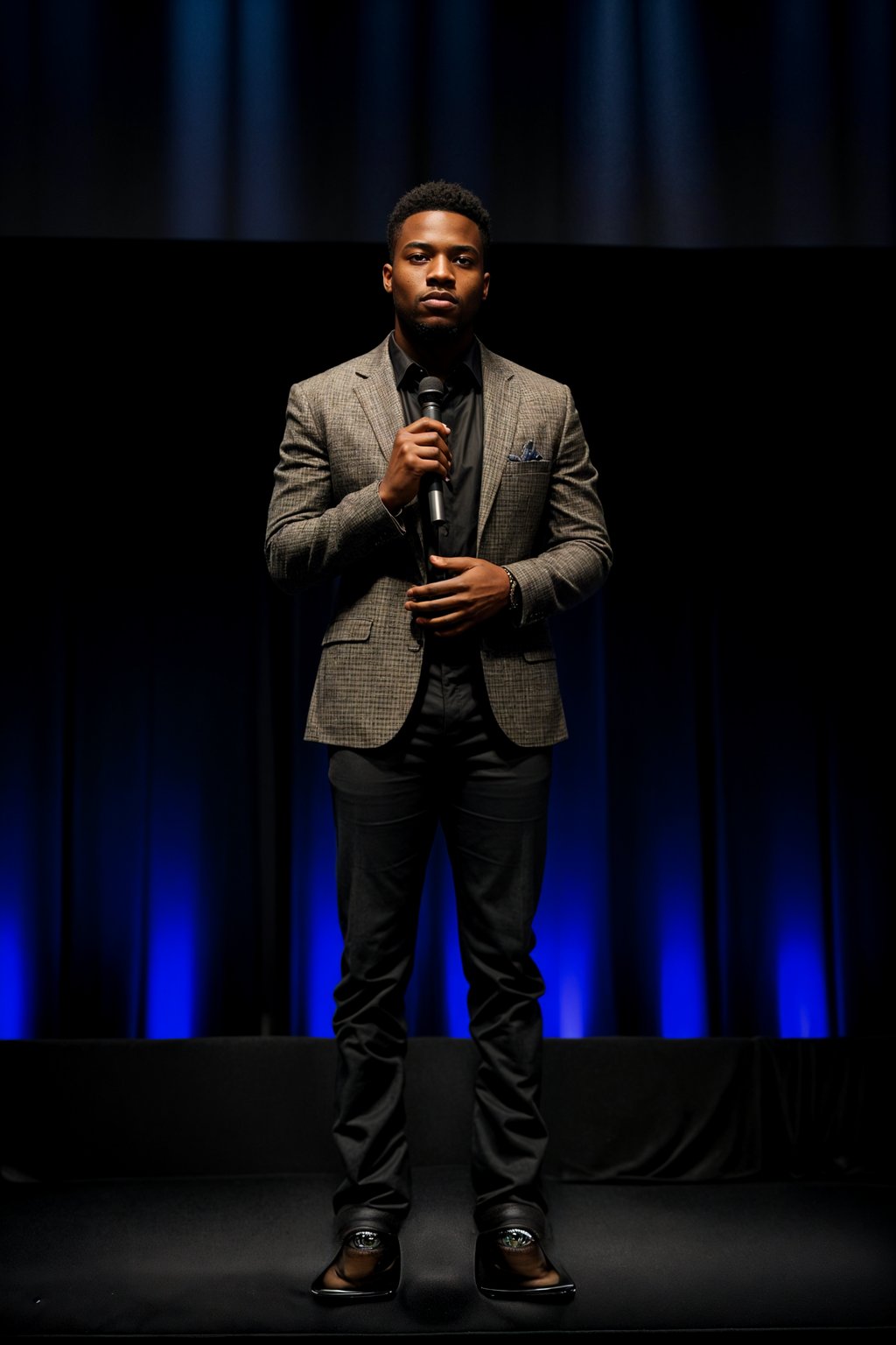 man as a conference keynote speaker standing on stage at a conference