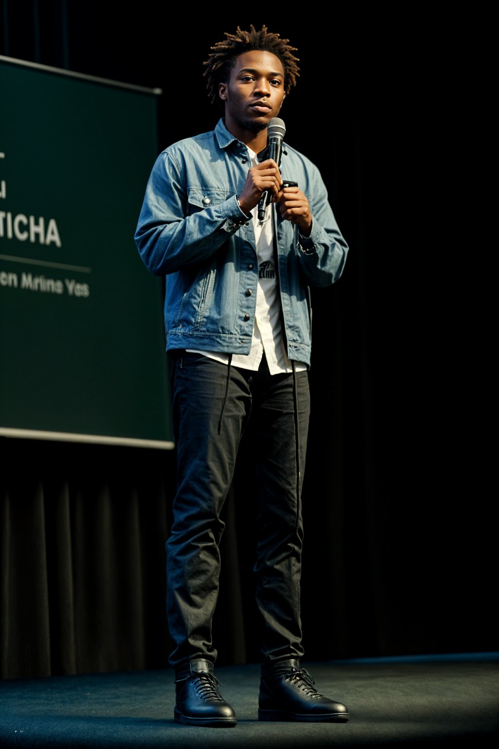 man as a conference keynote speaker standing on stage at a conference