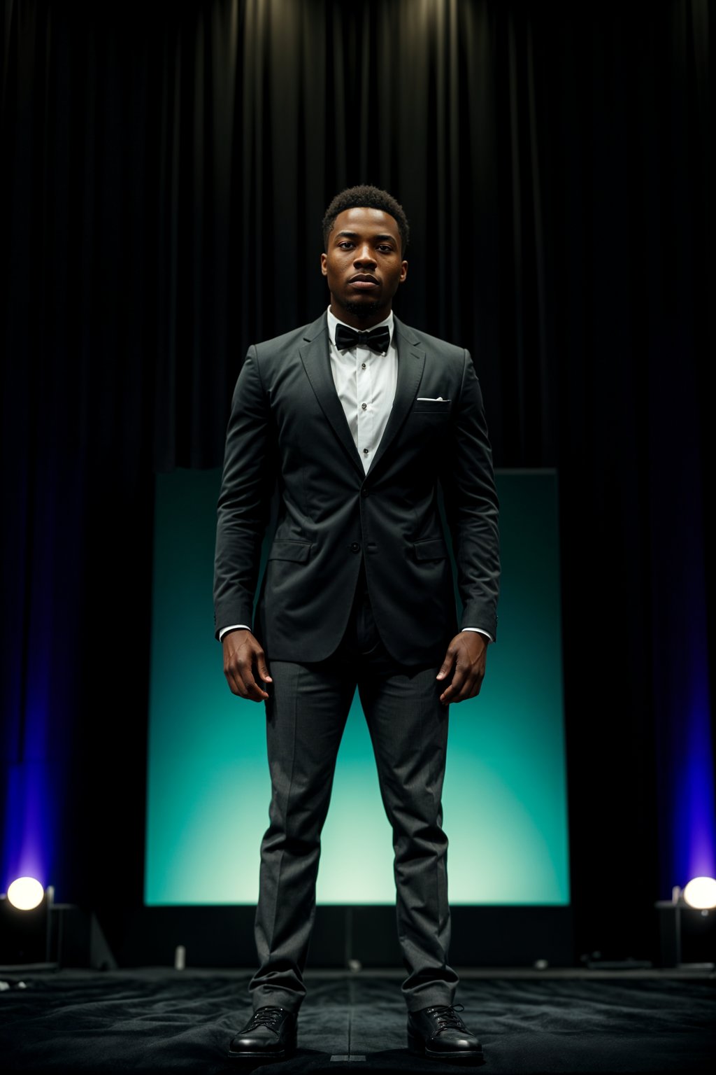 man as a conference keynote speaker standing on stage at a conference