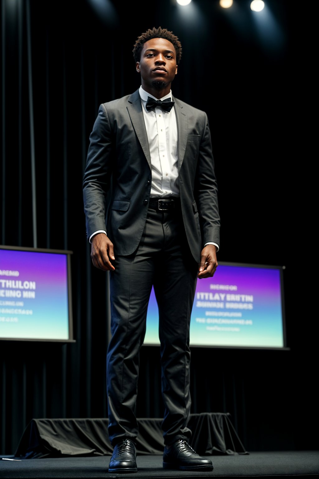 man as a conference keynote speaker standing on stage at a conference