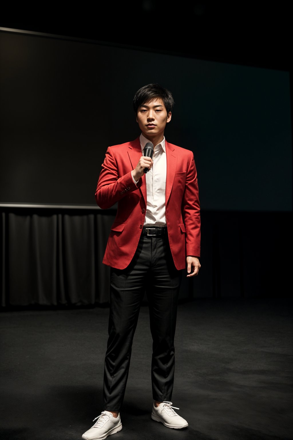 man as a conference keynote speaker standing on stage at a conference