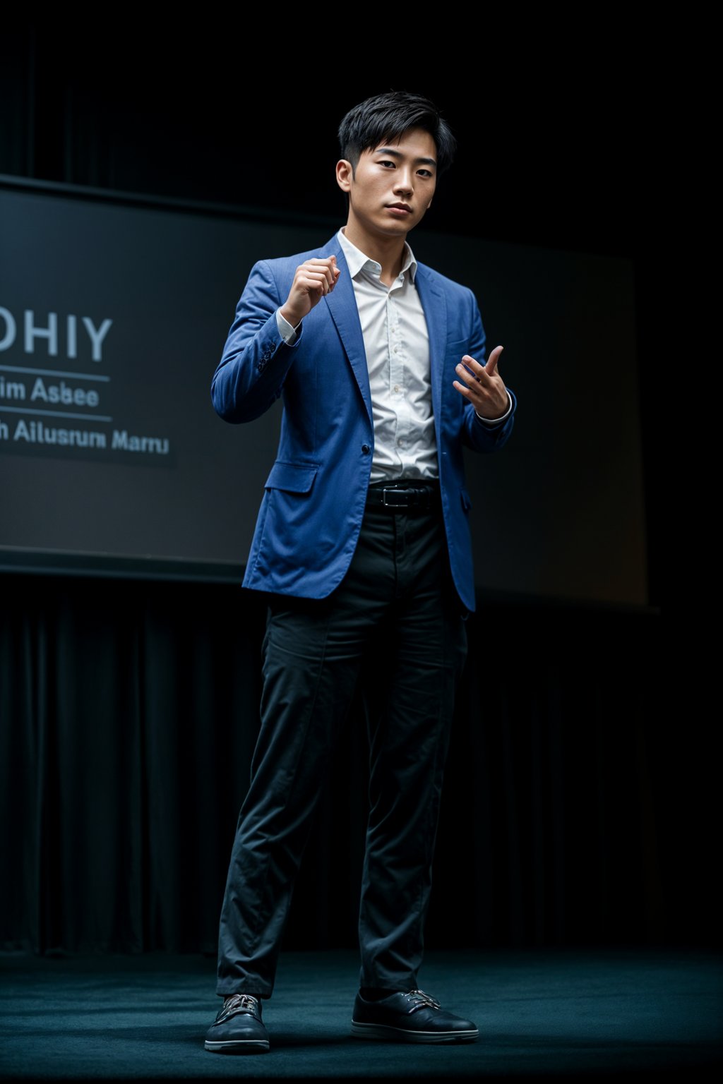 man as a conference keynote speaker standing on stage at a conference