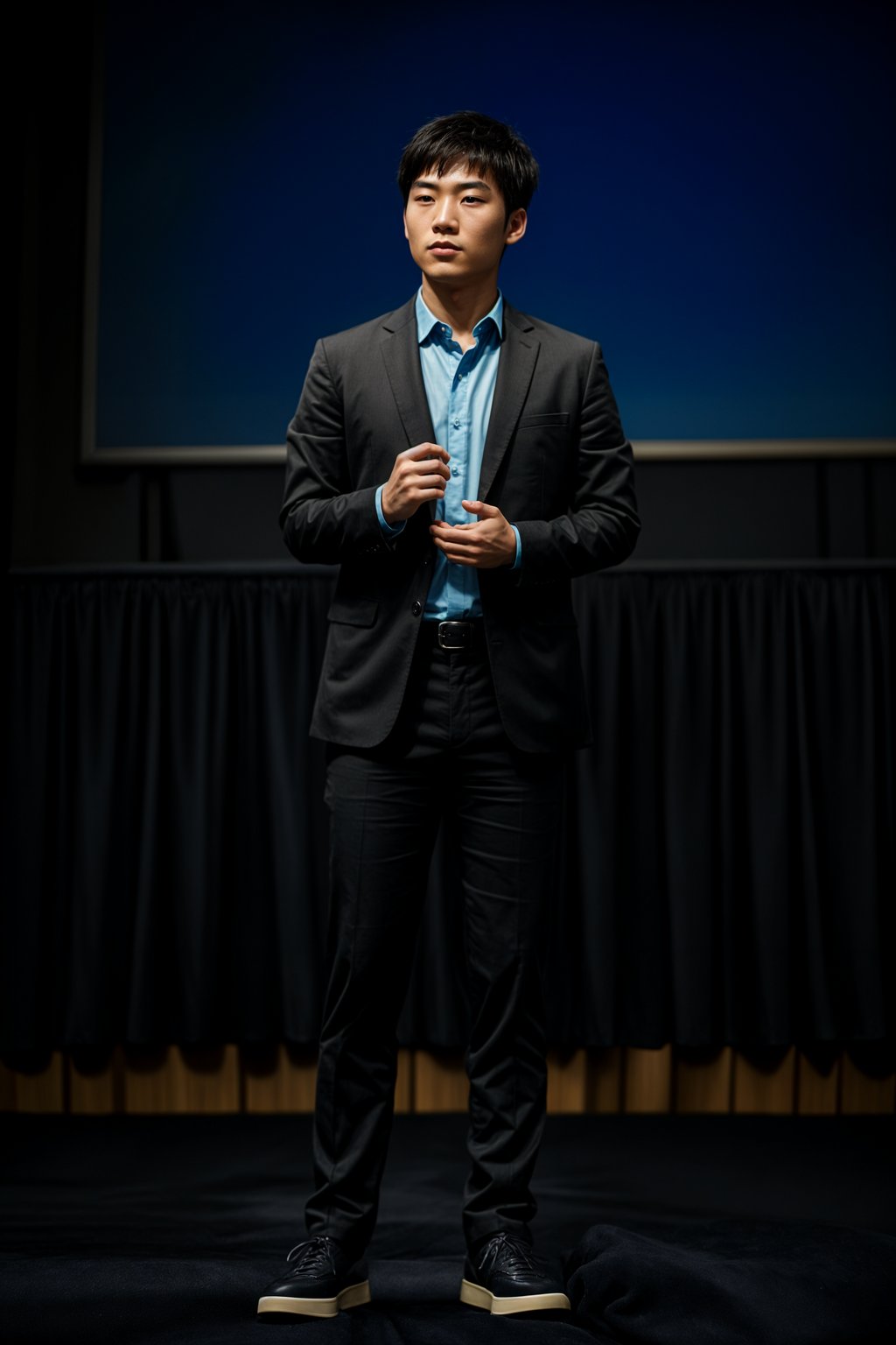 man as a conference keynote speaker standing on stage at a conference