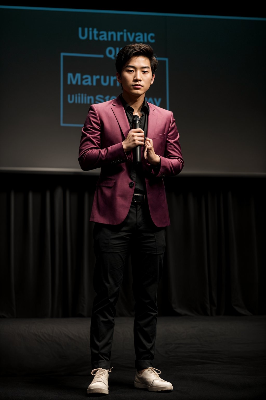 man as a conference keynote speaker standing on stage at a conference