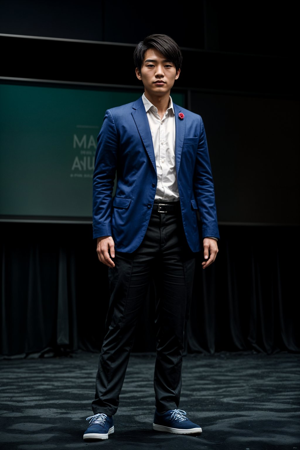 man as a conference keynote speaker standing on stage at a conference