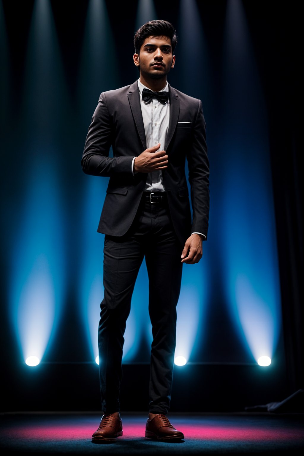 man as a conference keynote speaker standing on stage at a conference