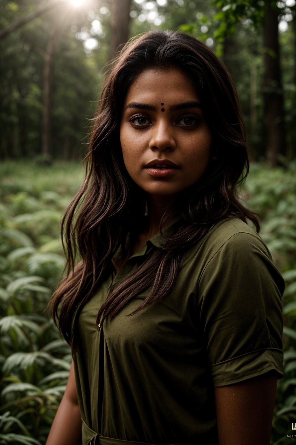 woman outside in nature in forest or jungle or a field of wheat enjoying the natural world