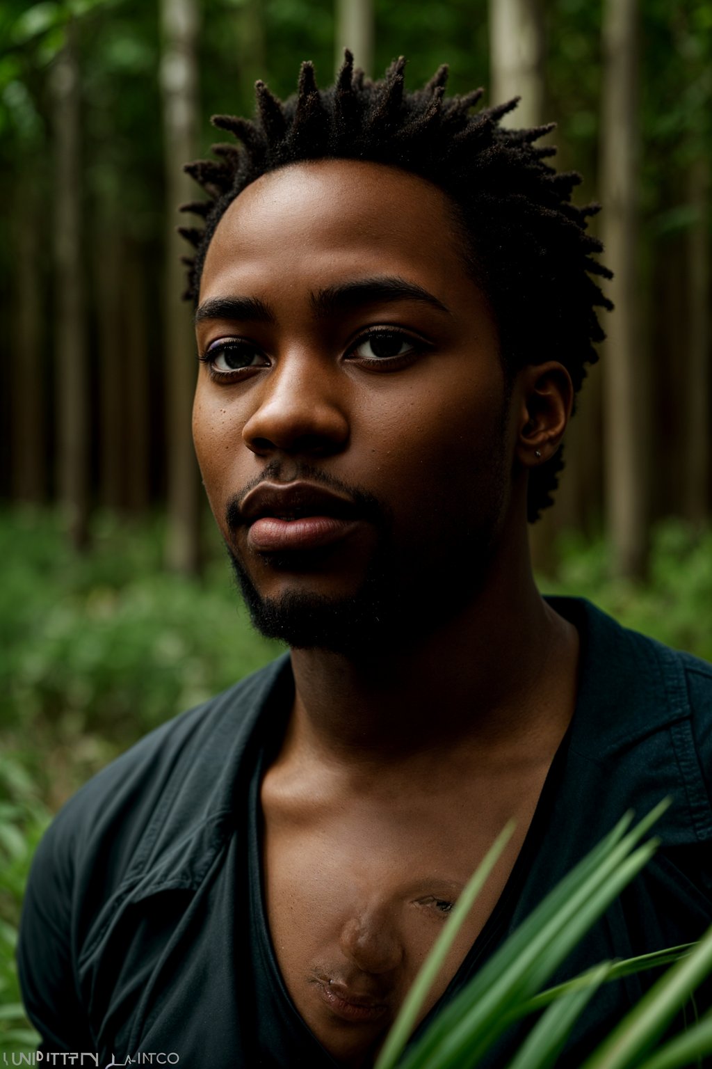 man outside in nature in forest or jungle or a field of wheat enjoying the natural world