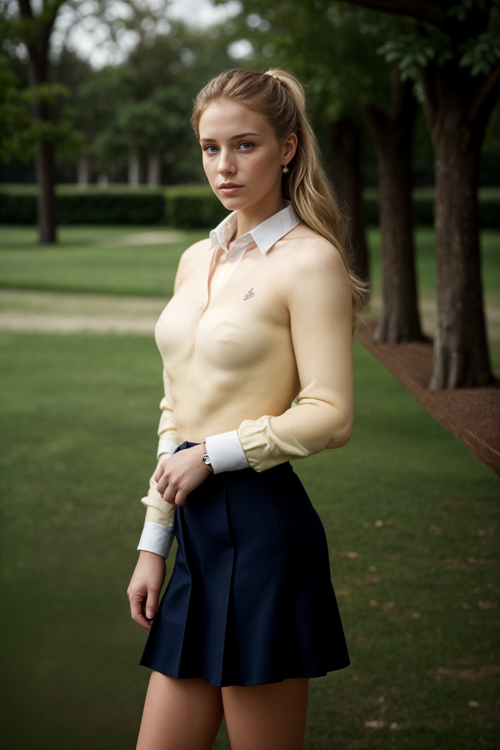 a woman in preppy style, old money aesthetic, posh style, elite school stlye, luxurious style, gossip girl neo-prep style, ralph lauren style, country club style, ivy league style