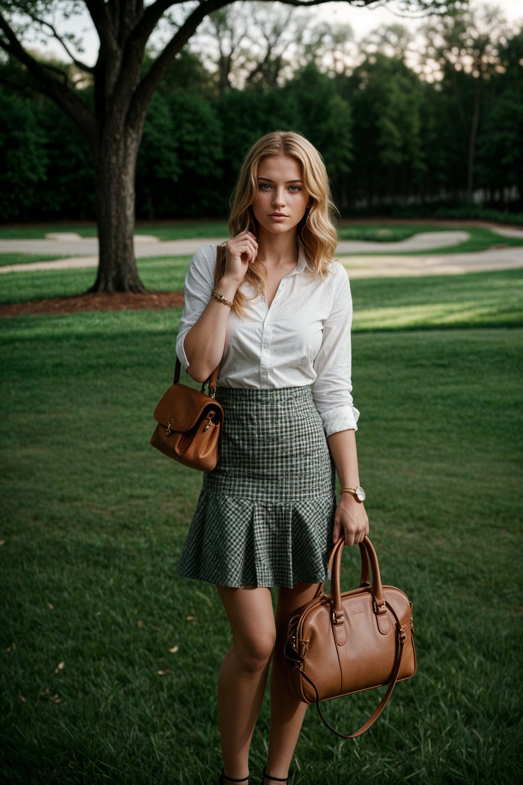 a woman in preppy style, old money aesthetic, posh style, elite school stlye, luxurious style, gossip girl neo-prep style, ralph lauren style, country club style, ivy league style