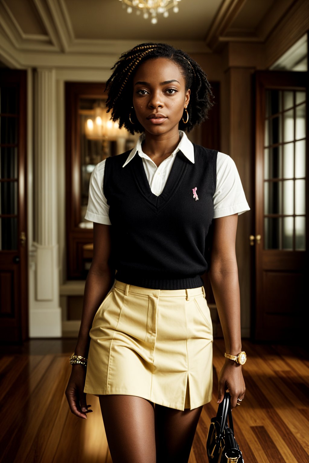 a woman in preppy style, old money aesthetic, posh style, elite school stlye, luxurious style, gossip girl neo-prep style, ralph lauren style, country club style, ivy league style