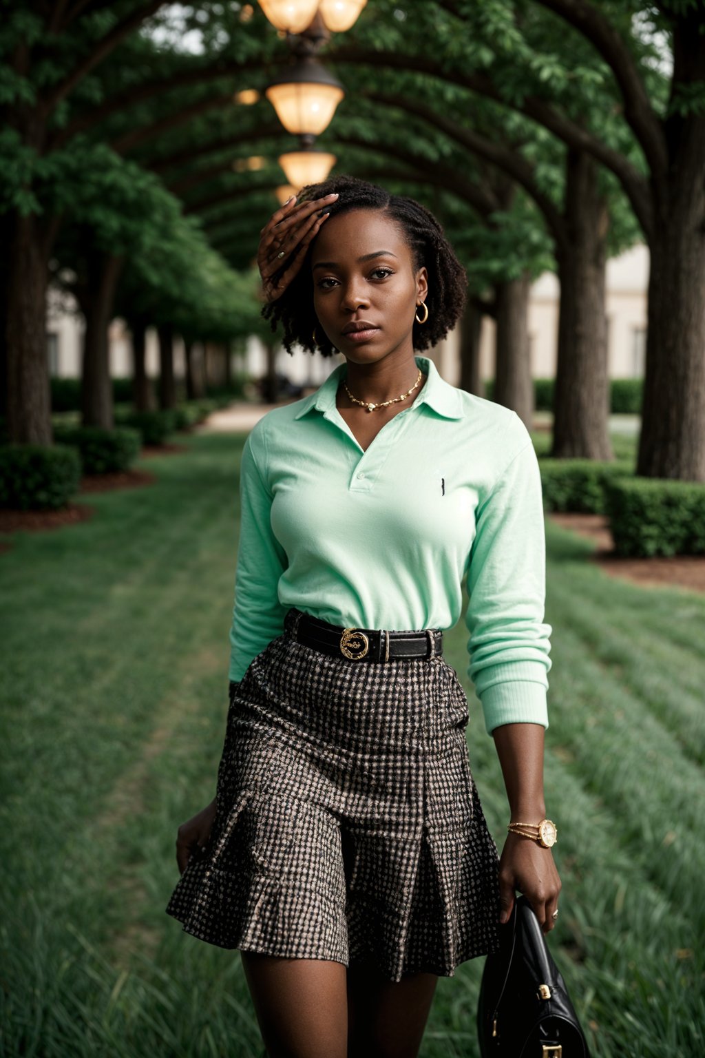 a woman in preppy style, old money aesthetic, posh style, elite school stlye, luxurious style, gossip girl neo-prep style, ralph lauren style, country club style, ivy league style