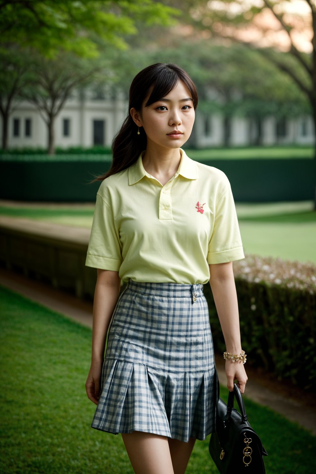 a woman in preppy style, old money aesthetic, posh style, elite school stlye, luxurious style, gossip girl neo-prep style, ralph lauren style, country club style, ivy league style