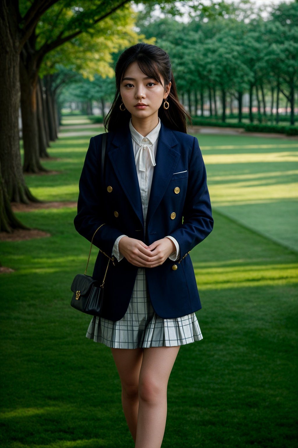 a woman in preppy style, old money aesthetic, posh style, elite school stlye, luxurious style, gossip girl neo-prep style, ralph lauren style, country club style, ivy league style