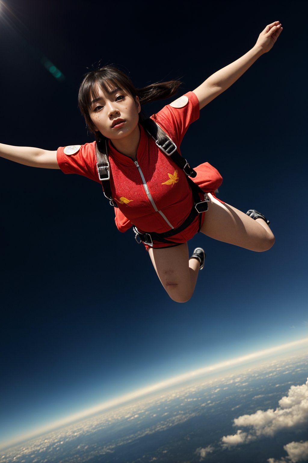 woman skydiving in the air