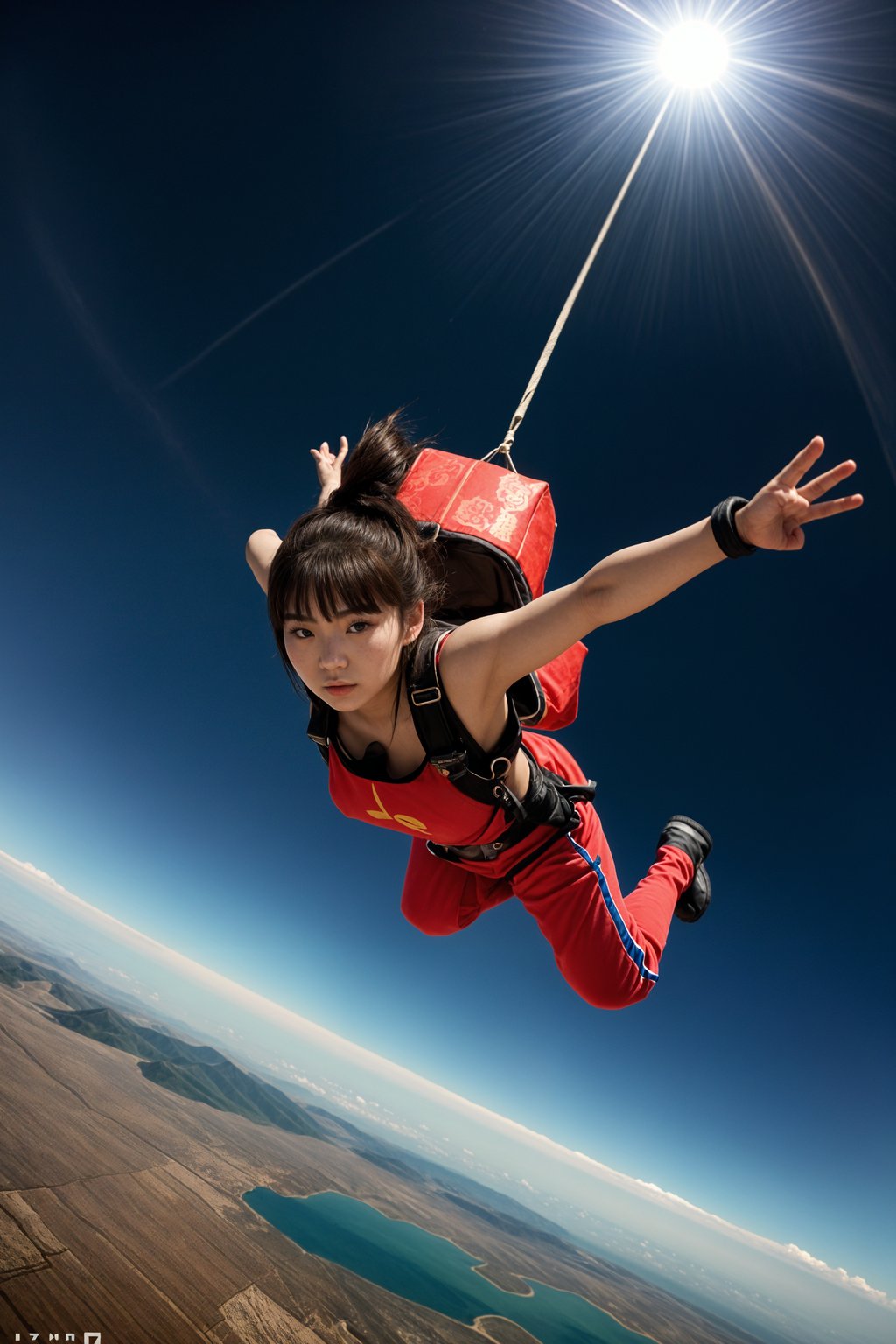 woman skydiving in the air