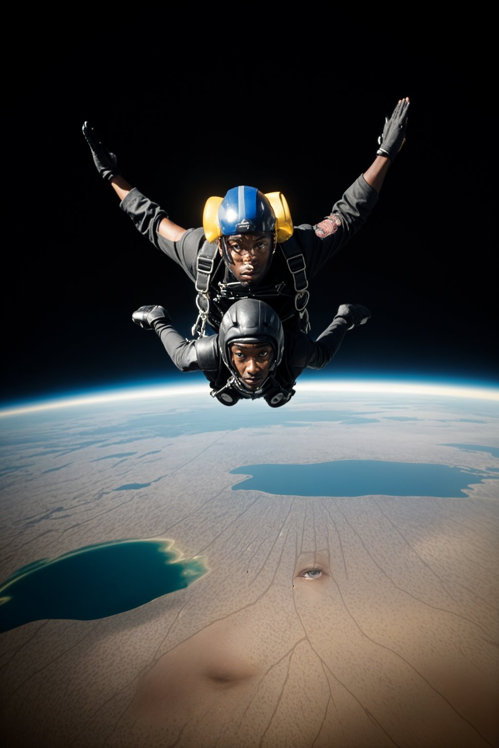 man skydiving in the air