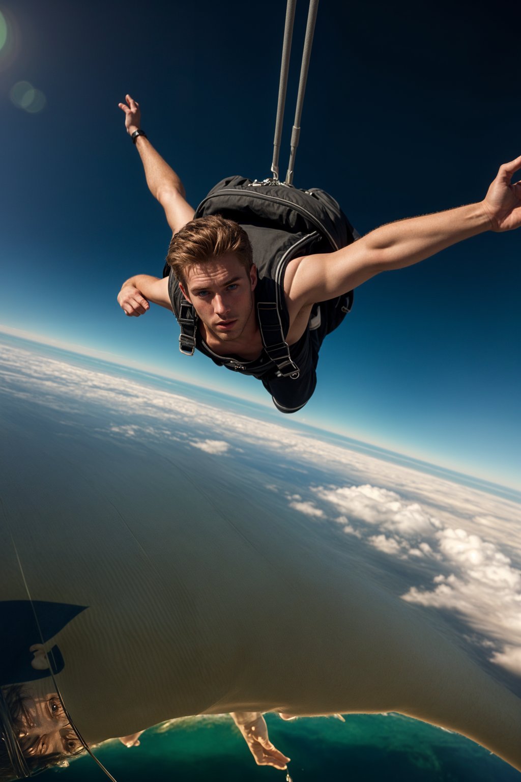 man skydiving in the air