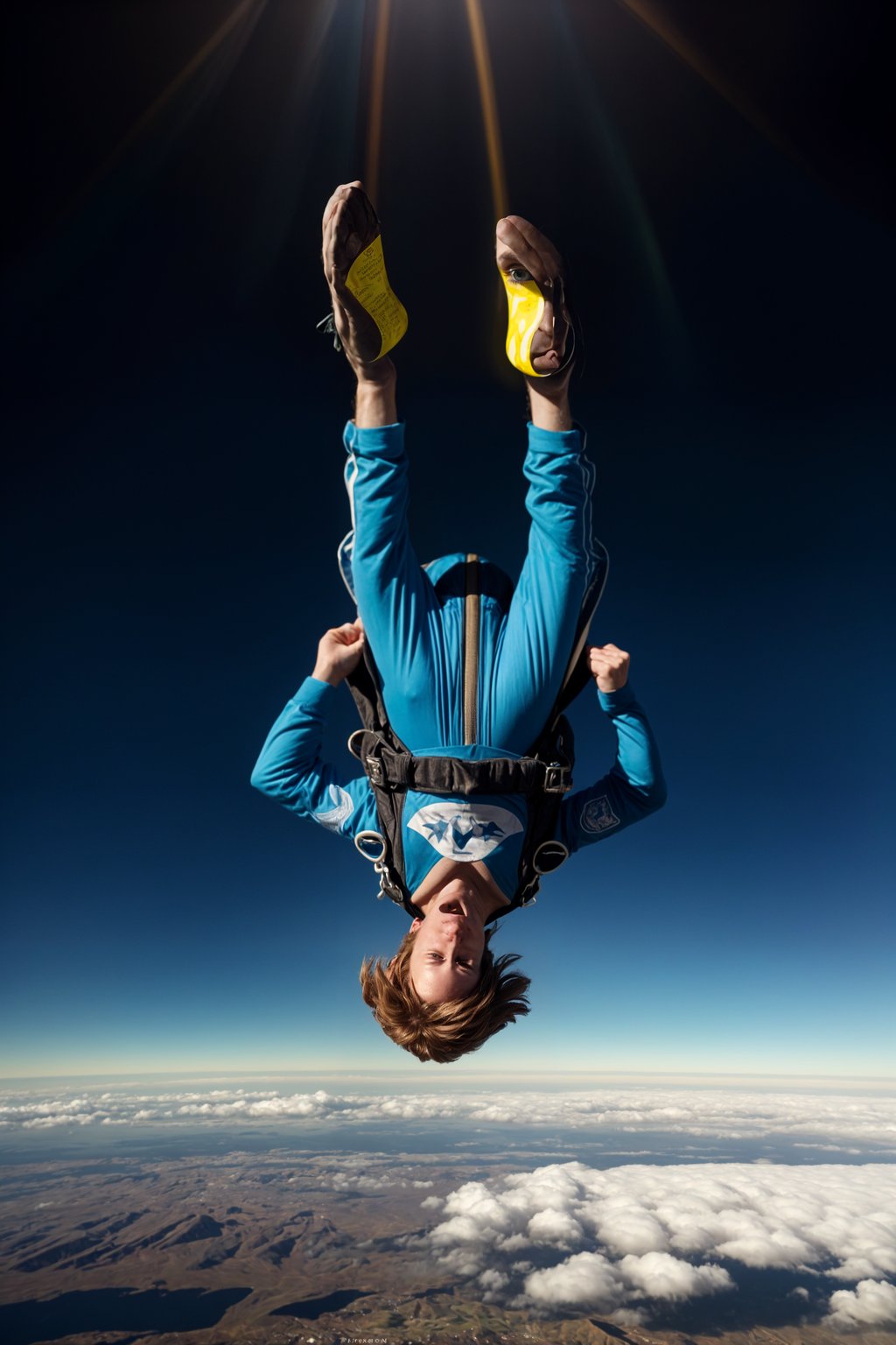 man skydiving in the air