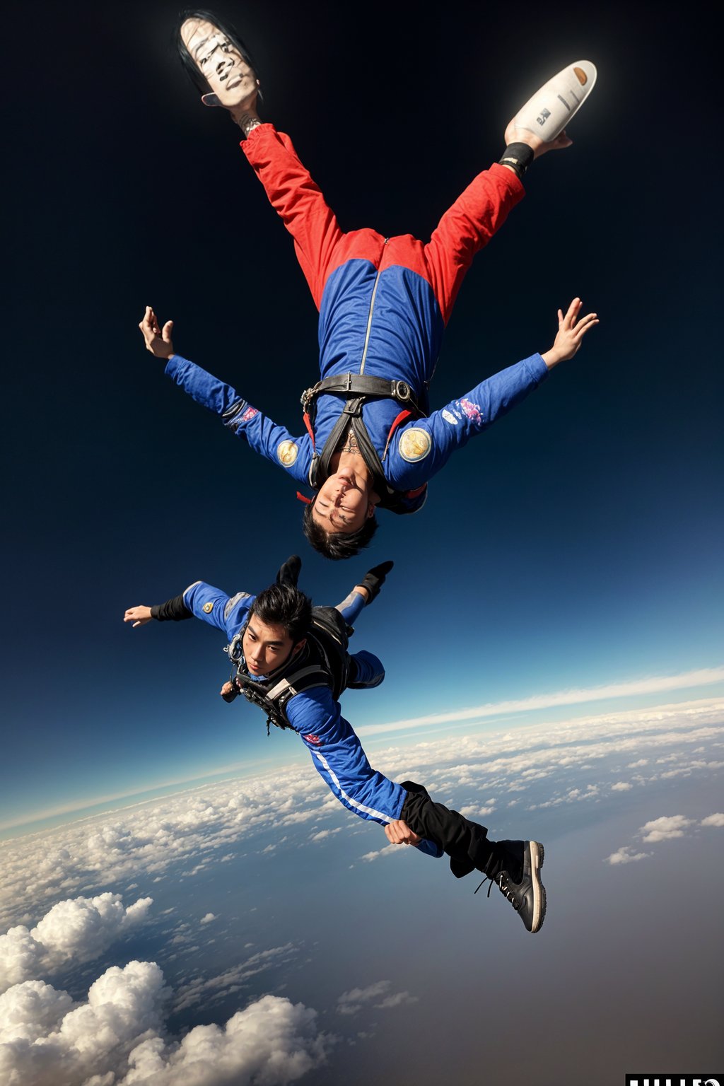 man skydiving in the air